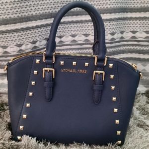 Michael Kors Studded Navy Blue Ciara Handbag